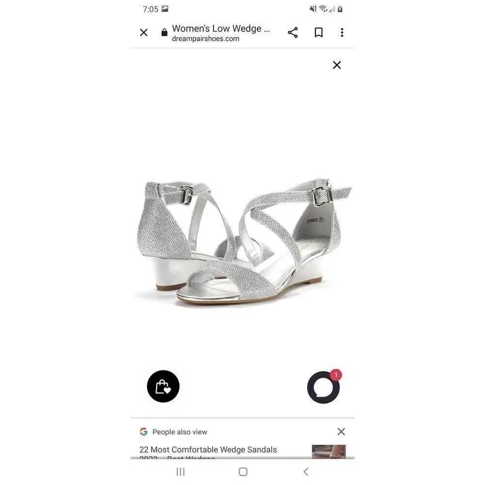 New Size 9 Silver Dream Pairs Jones Ankle Strap Low Wedge Sandals